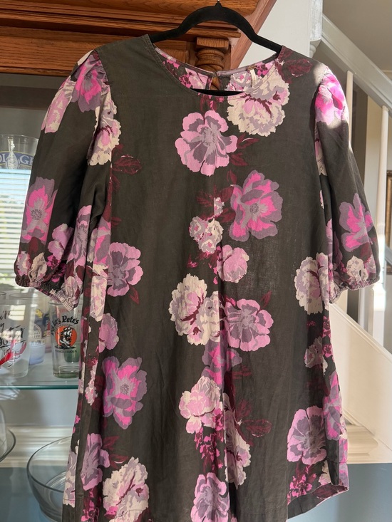 Free People Dresses & Skirts - Free People Girls Floral Puff-Sleeve Dress in Pink and Gray